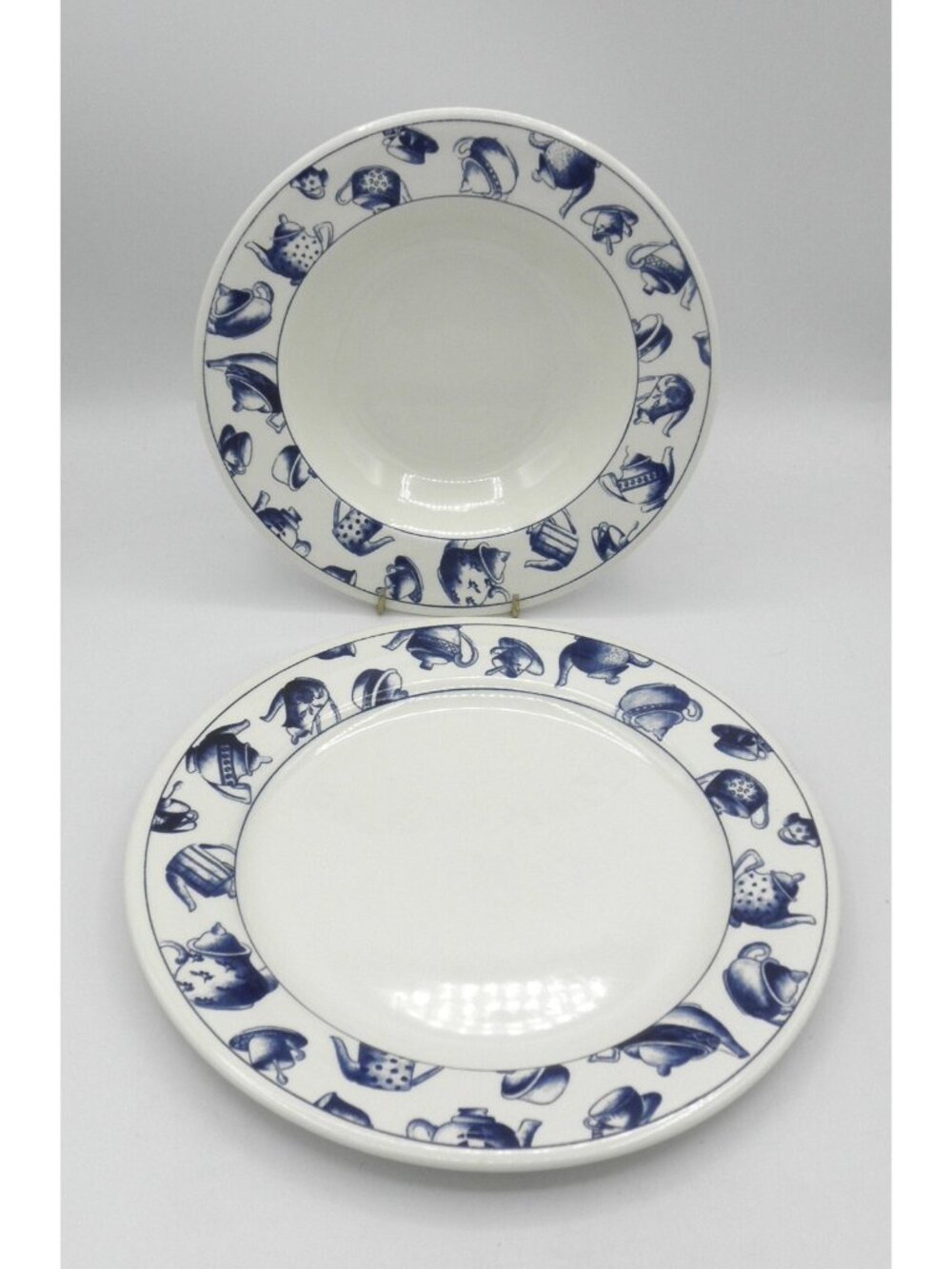 Pier 1 Pattern Code PER33 Blue Teapots 1 Dinner Plates 1 Bowl Replacements